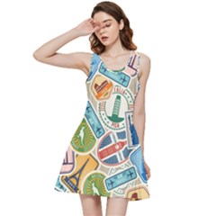 Travel Pattern Immigration Stamps Stickers With Historical Cultural Objects Travelling Visa Immigran Inside Out Racerback Dress by Wegoenart