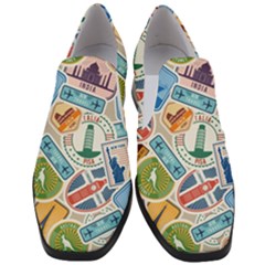 Travel Pattern Immigration Stamps Stickers With Historical Cultural Objects Travelling Visa Immigran Women Slip On Heel Loafers by Wegoenart