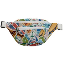 Travel Pattern Immigration Stamps Stickers With Historical Cultural Objects Travelling Visa Immigran Fanny Pack by Wegoenart