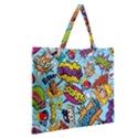 Comic Elements Colorful Seamless Pattern Zipper Large Tote Bag View2