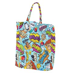 Comic Elements Colorful Seamless Pattern Giant Grocery Tote by Wegoenart