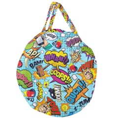 Comic Elements Colorful Seamless Pattern Giant Round Zipper Tote by Wegoenart