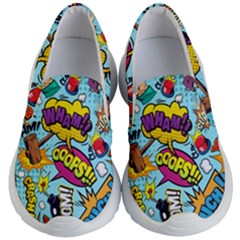 Comic Elements Colorful Seamless Pattern Kids Lightweight Slip Ons by Wegoenart