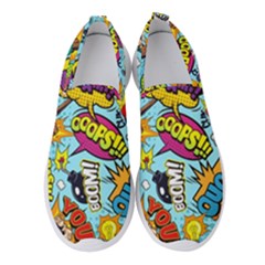 Comic Elements Colorful Seamless Pattern Women s Slip On Sneakers by Wegoenart