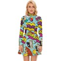 Comic Elements Colorful Seamless Pattern Long Sleeve Velour Longline Dress View1