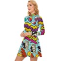 Comic Elements Colorful Seamless Pattern Long Sleeve Velour Longline Dress View2