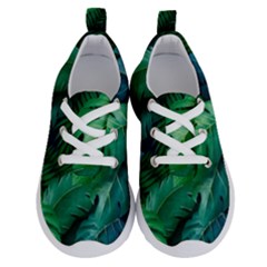 Tropical Green Leaves Background Running Shoes by Wegoenart