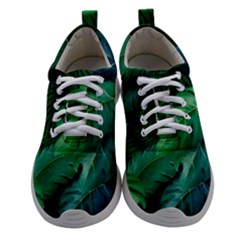 Tropical Green Leaves Background Women Athletic Shoes by Wegoenart