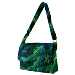 Tropical Green Leaves Background Full Print Messenger Bag (m) by Wegoenart