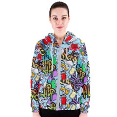 Graffiti Characters Seamless Patterns Women s Zipper Hoodie by Wegoenart