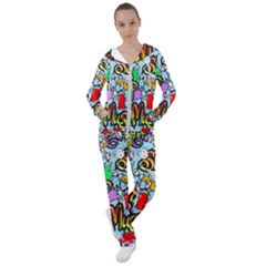 Graffiti Characters Seamless Patterns Women s Tracksuit by Wegoenart