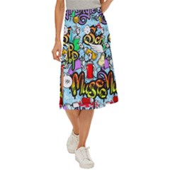 Graffiti Characters Seamless Patterns Midi Panel Skirt by Wegoenart