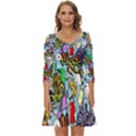 Graffiti Characters Seamless Patterns Shoulder Cut Out Zip Up Dress View1