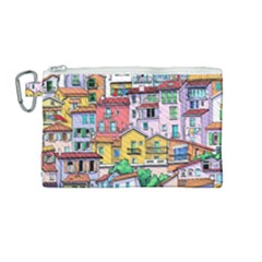 Menton Old Town France Canvas Cosmetic Bag (medium) by Wegoenart