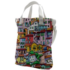 Menton Old Town France Canvas Messenger Bag by Wegoenart