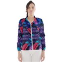 Background With Violet Blue Tropical Leaves Women s Windbreaker View1