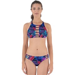 Background With Violet Blue Tropical Leaves Perfectly Cut Out Bikini Set by Wegoenart