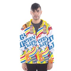 Colorful City Life Horizontal Seamless Pattern Urban City Men s Hooded Windbreaker by Wegoenart