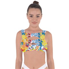 Colorful City Life Horizontal Seamless Pattern Urban City Bandaged Up Bikini Top by Wegoenart