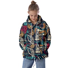 Vintage Art Tattoos Colorful Seamless Pattern Kids  Oversized Hoodie