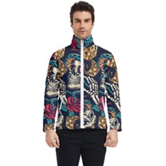 Vintage Art Tattoos Colorful Seamless Pattern Men s Bomber Jacket