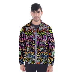 Graffiti Word Seamless Pattern Men s Windbreaker by Wegoenart