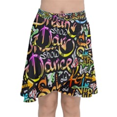 Graffiti Word Seamless Pattern Chiffon Wrap Front Skirt by Wegoenart