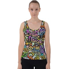 Graffiti Word Seamless Pattern Velvet Tank Top by Wegoenart