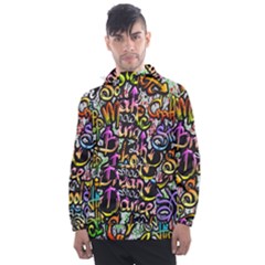 Graffiti Word Seamless Pattern Men s Front Pocket Pullover Windbreaker by Wegoenart