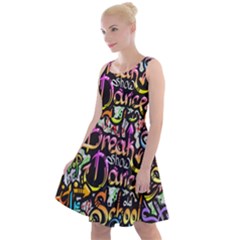 Graffiti Word Seamless Pattern Knee Length Skater Dress by Wegoenart