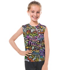 Graffiti Word Seamless Pattern Kids  Mesh Tank Top by Wegoenart