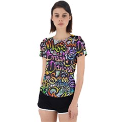 Graffiti Word Seamless Pattern Back Cut Out Sport Tee by Wegoenart