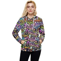 Graffiti Word Seamless Pattern Women s Lightweight Drawstring Hoodie by Wegoenart