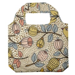 Seamless Pattern With Flower Bird Premium Foldable Grocery Recycle Bag by Wegoenart