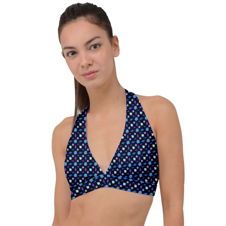 Electric Autumn  Halter Plunge Bikini Top