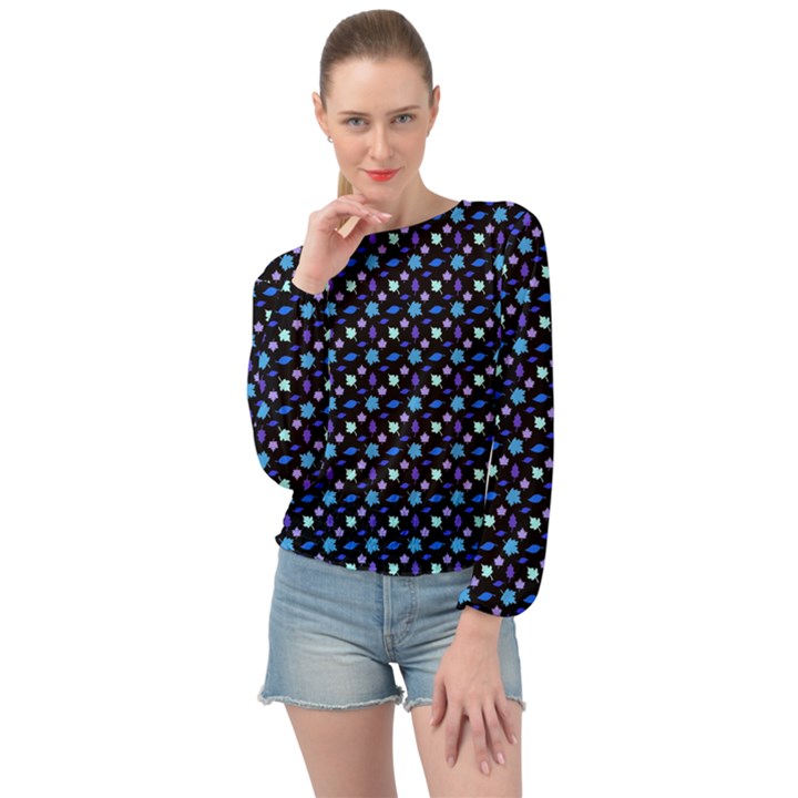 Electric Autumn  Banded Bottom Chiffon Top