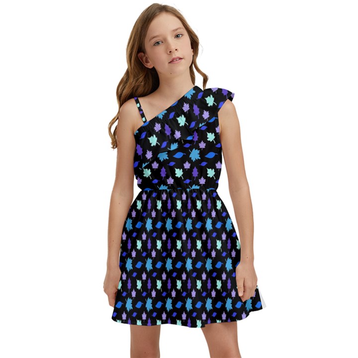 Electric Autumn  Kids  One Shoulder Party Dress