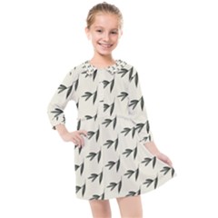 Minimalist Fall Of Leaves Kids  Quarter Sleeve Shirt Dress by ConteMonfrey