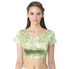 Watercolor Leaves On The Wall  Short Sleeve Crop Top by ConteMonfrey