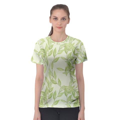 Watercolor Leaves On The Wall  Women s Sport Mesh Tee by ConteMonfrey