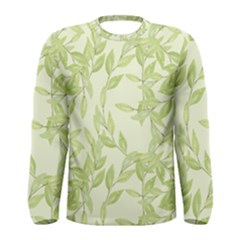 Watercolor Leaves On The Wall  Men s Long Sleeve Tee by ConteMonfrey