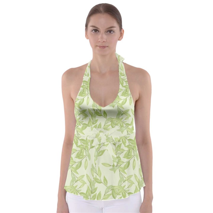 Watercolor Leaves On The Wall  Babydoll Tankini Top