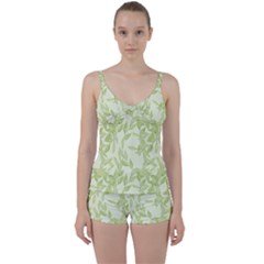 Watercolor Leaves On The Wall  Tie Front Two Piece Tankini by ConteMonfrey