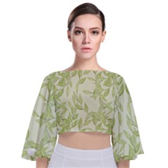 Watercolor Leaves On The Wall  Tie Back Butterfly Sleeve Chiffon Top by ConteMonfrey