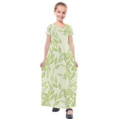 Watercolor Leaves On The Wall  Kids  Short Sleeve Maxi Dress by ConteMonfrey