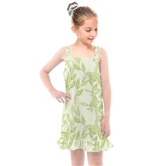 Watercolor Leaves On The Wall  Kids  Overall Dress by ConteMonfrey