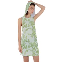 Watercolor Leaves On The Wall  Racer Back Hoodie Dress by ConteMonfrey