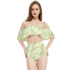 Watercolor Leaves On The Wall  Halter Flowy Bikini Set  by ConteMonfrey