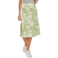 Watercolor Leaves On The Wall  Midi Panel Skirt by ConteMonfrey