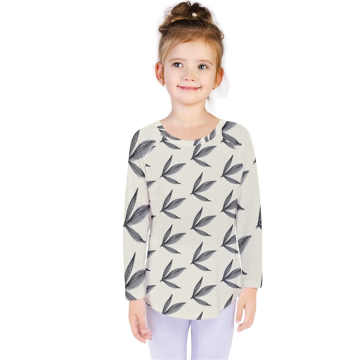 Minimalist Leaves Kids  Long Sleeve Tee